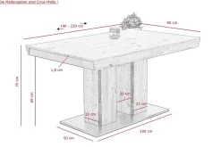 Essgruppe Agnes I grau Eiche Holzwerkstoff B/H/T: ca. 220x76x90 cm