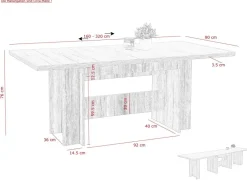 Essgruppe Lia II Eiche anthrazit Microfaser B/H/T: ca. 320x76x90 cm