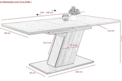 Essgruppe Luise Eiche anthrazit Holzwerkstoff B/H/T: ca. 180x76x90 cm