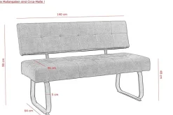 Essgruppe Luise I anthrazit Microfaser B/H/T: ca. 160x76x80 cm