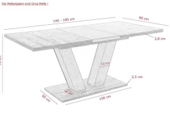 Esstisch Hamm weiß Eiche B/H/T: ca. 180x76x90 cm