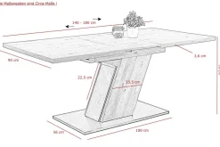 Esstisch JEANETTE Eiche Artisan Nachbildung B/H/T: ca. 140x76x90 cm