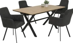 Esstisch KARINA Eiche Artisan Nachbildung schwarz pulverbeschichtet B/H/T: ca. 160x76x90 cm
