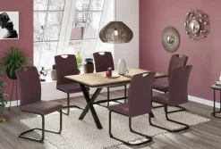 Esstisch KARINA Eiche Artisan Nachbildung schwarz pulverbeschichtet B/H/T: ca. 160x76x90 cm