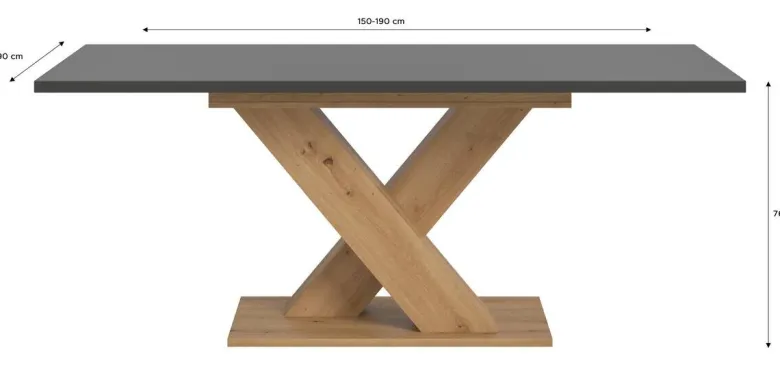 Esstisch MOTION grau Artisan Nachbildung B/H/T: ca. 150x76x90 cm