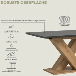 Esstisch MOTION grau Artisan Nachbildung B/H/T: ca. 150x76x90 cm