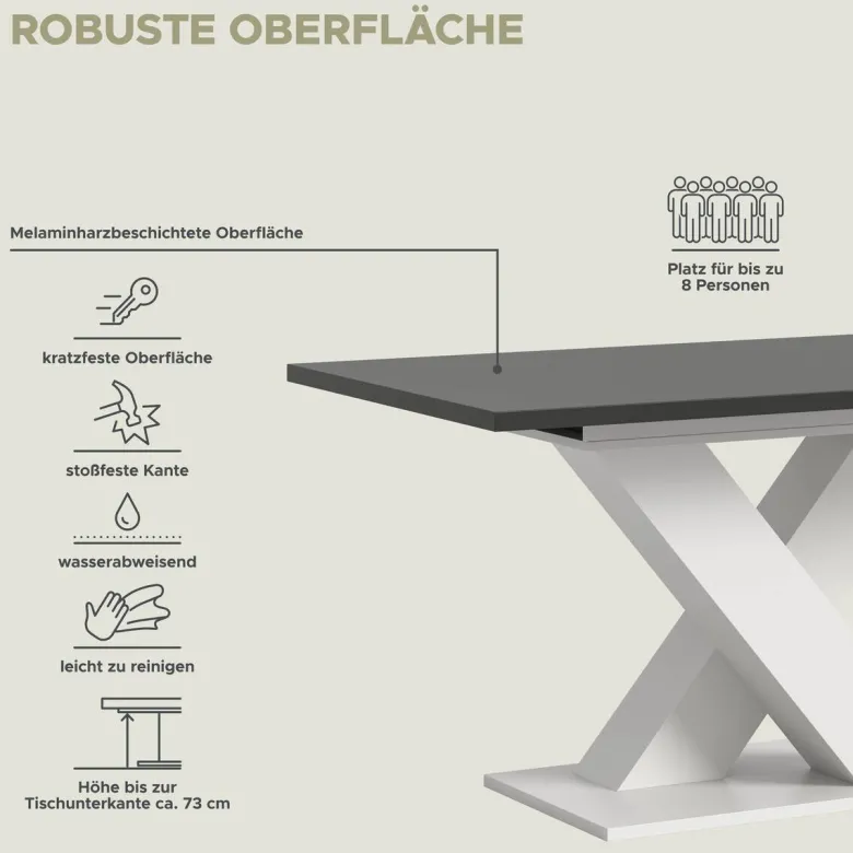 Esstisch MOTION grau B/H/T: ca. 150x76x90 cm