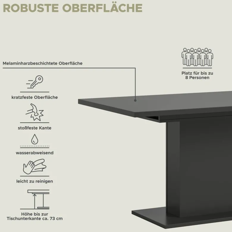 Esstisch MOTION grau B/H/T: ca. 150x76x90 cm