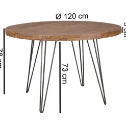 Esstisch natur schwarz matt H/D: ca. 78x120 cm