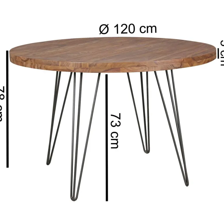 Esstisch natur schwarz matt H/D: ca. 78x120 cm