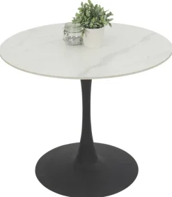 Esstisch Paola I Marmoroptik weiß anthrazit H/D: ca. 75x90 cm