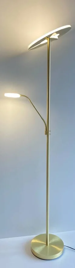 Fischer & Honsel Stehlampe 40316 messing weiß Glas Metall B/H/T: ca. 35x180x50 cm 1 Brennstellen