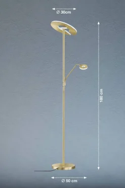 Fischer & Honsel Stehlampe 40316 messing weiß Glas Metall B/H/T: ca. 35x180x50 cm 1 Brennstellen