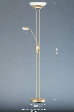 Fischer & Honsel Stehlampe 40145 messing weiß Glas Metall H/D: ca. 182x32 cm 1 Brennstellen