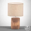 Fischer & Honsel Tischleuchte 50586 braun sand Leinen Keramik H/D: ca. 35x20 cm E14 1 Brennstellen