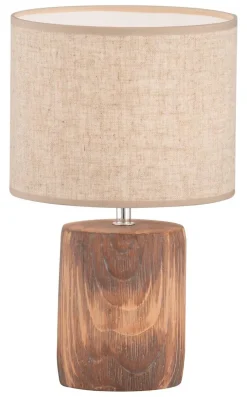 Fischer & Honsel Tischleuchte 50586 braun sand Leinen Keramik H/D: ca. 35x20 cm E14 1 Brennstellen