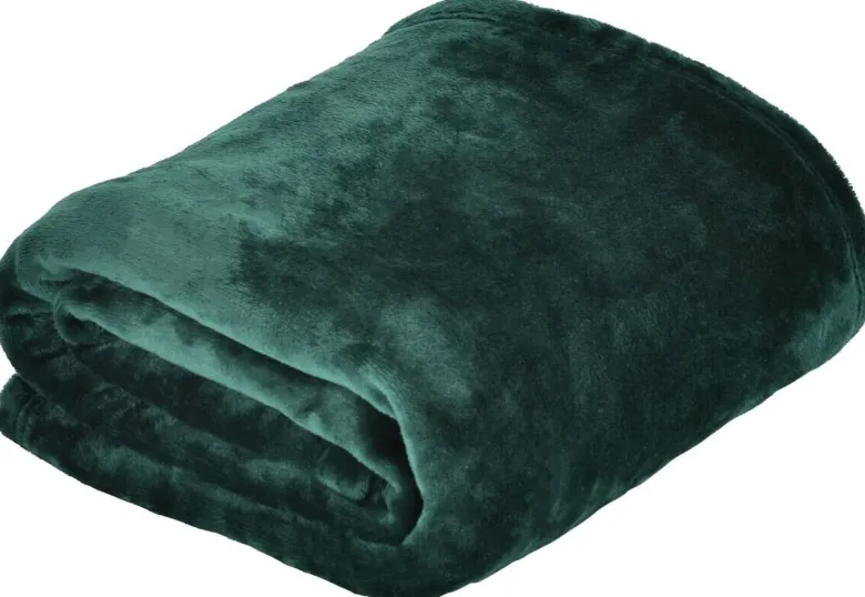 Flanelldecke dunkelgrün Polyester B/L: ca. 140x200 cm
