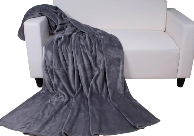 Flanelldecke grau Polyester B/L: ca. 160x220 cm
