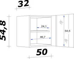 Flex-Well Glashängeschrank Wito weiß B/H/T: ca. 50x54,8x32 cm
