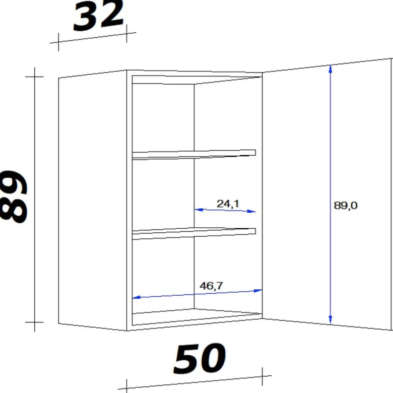 Flex-Well Hängeschrank Wito weiß B/H/T: ca. 50x89x32 cm