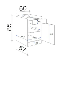 Flex-Well Unterschrank Wito weiß B/H/T: ca. 50x85x60 cm