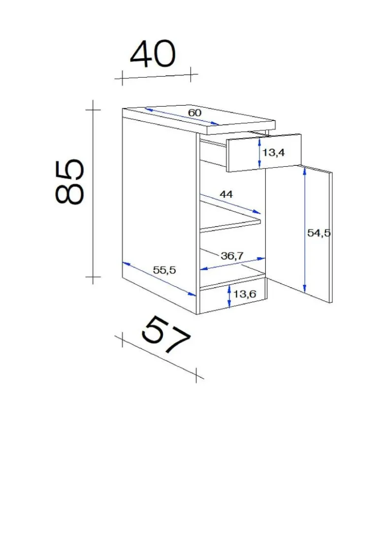 Flex-Well Unterschrank Wito weiß B/H/T: ca. 40x85x60 cm