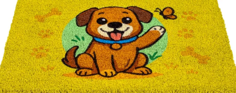 Fußmatte Kokos Dog yellow Multi B/L: ca. 40x60 cm