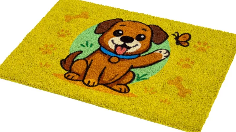 Fußmatte Kokos Dog yellow Multi B/L: ca. 40x60 cm