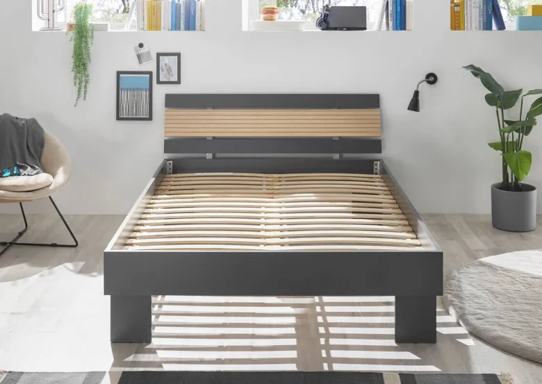 Futonbett Jolka Graphit Eiche Nachbildung Liegefläche B/L: ca. 140x200 cm