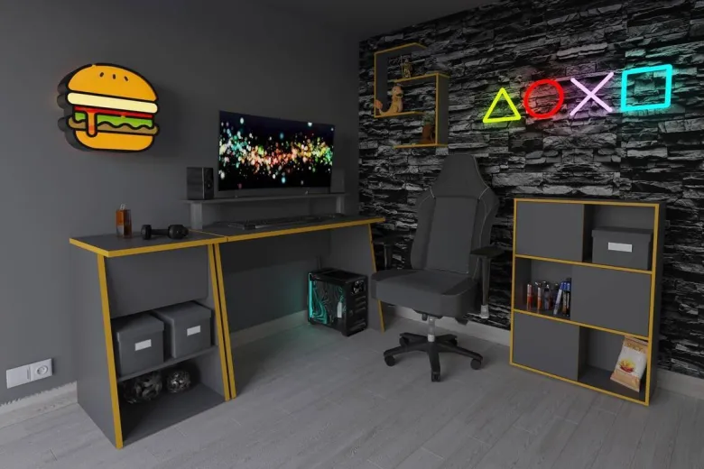 Gaming-Schreibtisch anthrazit orange B/H/T: ca. 117x93x50 cm
