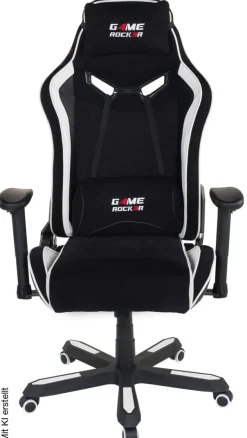 Gaming-Sessel Game-Rocker schwarz weiß Kunstleder Microfaser