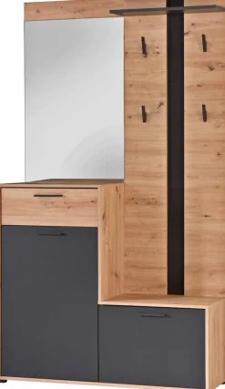 Garderobe Borneo Eiche Artisan Nachbildung anthrazit B/H/T: ca. 112x197x35 cm
