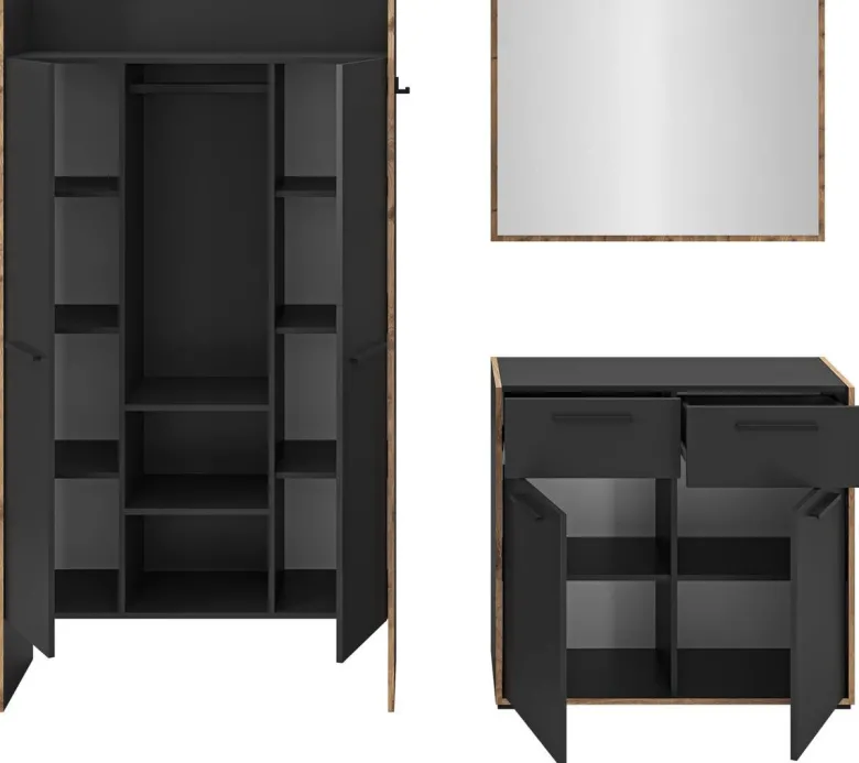 Garderobe Bueno Basalt Nox Oak Nachbildung B/H/T: ca. 215x189x37 cm