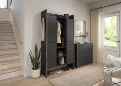 Garderobe Bueno Basalt Nox Oak Nachbildung B/H/T: ca. 215x189x37 cm
