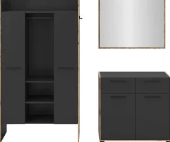 Garderobe Bueno Basalt Nox Oak Nachbildung B/H/T: ca. 215x189x37 cm