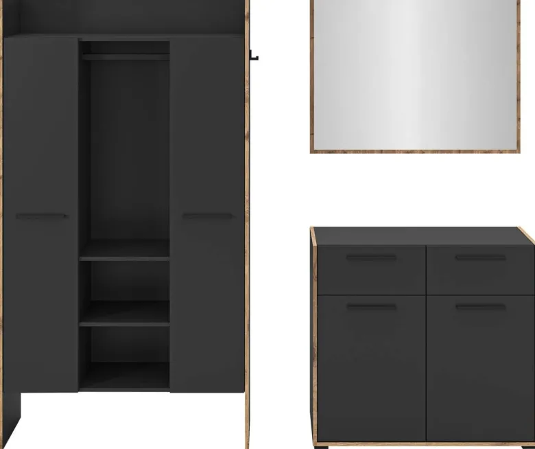 Garderobe Bueno Basalt Nox Oak Nachbildung B/H/T: ca. 215x189x37 cm