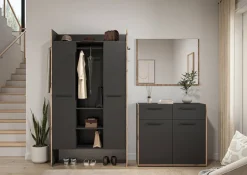 Garderobe Bueno Basalt Nox Oak Nachbildung B/H/T: ca. 215x189x37 cm