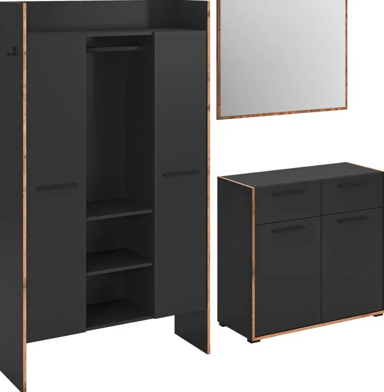 Garderobe Bueno Basalt Nox Oak Nachbildung B/H/T: ca. 215x189x37 cm