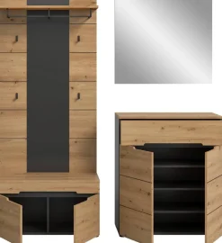 Garderobe Canu basaltgrau Nachbildung Artisan Nachbildung B/H/T: ca. 175x190x37 cm