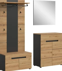 Garderobe Canu basaltgrau Nachbildung Artisan Nachbildung B/H/T: ca. 175x190x37 cm