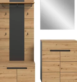 Garderobe Canu basaltgrau Nachbildung Artisan Nachbildung B/H/T: ca. 175x190x37 cm