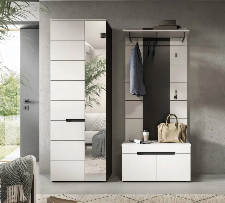 Garderobe Canu basaltgrau Nachbildung weiß B/H/T: ca. 160x190x37 cm