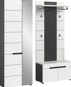 Garderobe Canu basaltgrau Nachbildung weiß B/H/T: ca. 160x190x37 cm