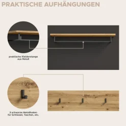 Garderobe Canu basaltgrau Nachbildung Artisan Nachbildung B/H/T: ca. 255x190x37 cm