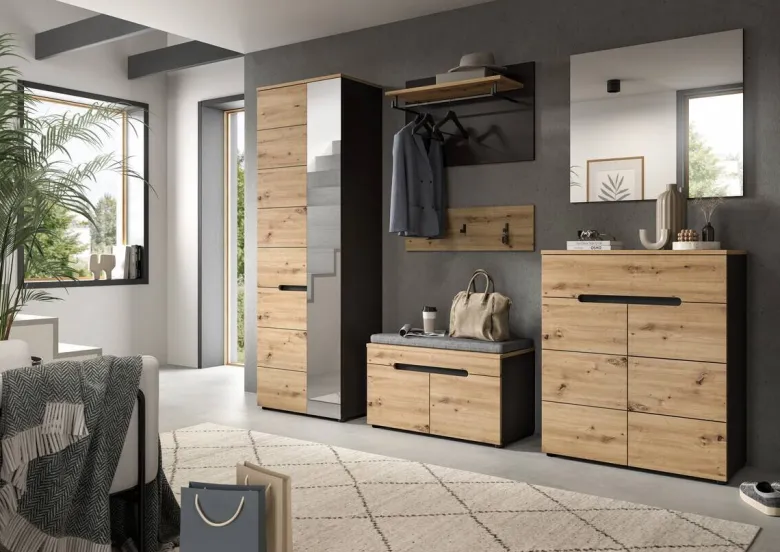 Garderobe Canu basaltgrau Nachbildung Artisan Nachbildung B/H/T: ca. 255x190x37 cm