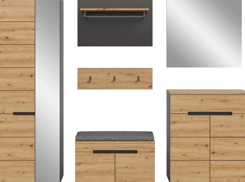 Garderobe Canu basaltgrau Nachbildung Artisan Nachbildung B/H/T: ca. 255x190x37 cm