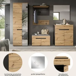 Garderobe Canu basaltgrau Nachbildung Artisan Nachbildung B/H/T: ca. 255x190x37 cm