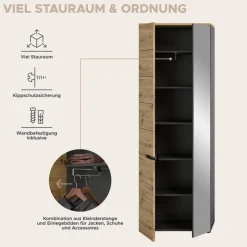 Garderobe Canu basaltgrau Nachbildung Artisan Nachbildung B/H/T: ca. 255x190x37 cm