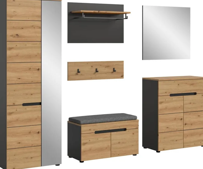 Garderobe Canu basaltgrau Nachbildung Artisan Nachbildung B/H/T: ca. 255x190x37 cm