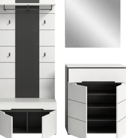 Garderobe Canu basaltgrau Nachbildung weiß B/H/T: ca. 175x190x37 cm